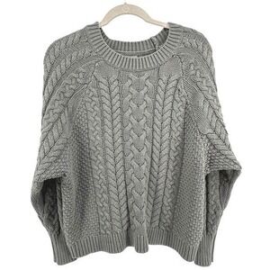 Aerie Cable Knit Sweater Crew Neck Green Fisherman Chunky Long Sleeve M